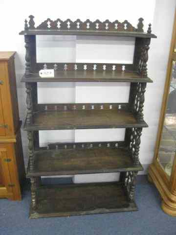 Appraisal: Victorian What-Not Curio Shelf shelves carved spindle decor