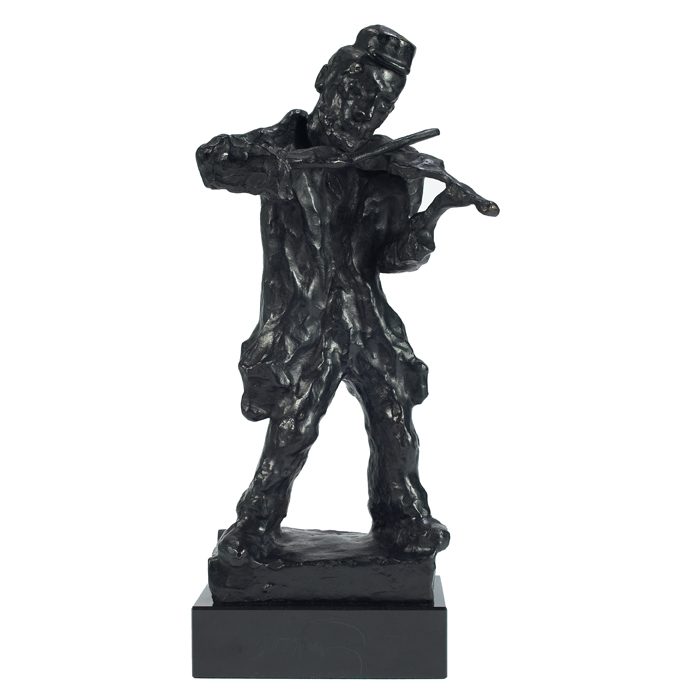 Appraisal: Mane-Katz French Ukrainian - ''Fiddler '' c bronze sculpture with