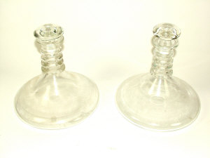 Appraisal: Pair of Georgian style ship's decanters with four ring necks