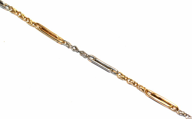 Appraisal: AN CT GOLD WATCH CHAIN with interlocking trombone links long