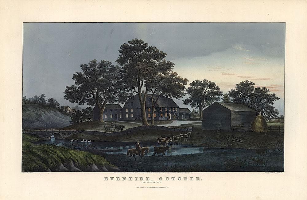 Appraisal: Eventied-October - Original Large Folio Currier Ives Lithograph Eventide -