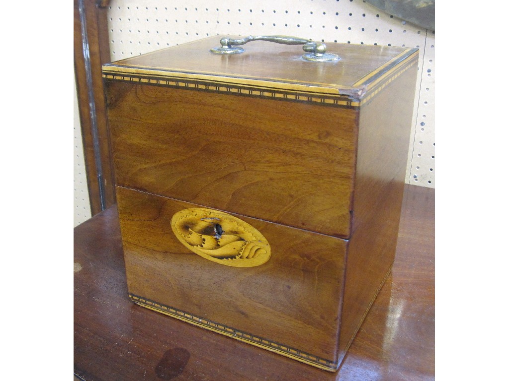 Appraisal: Mahogany and inlaid velvet lined clock case