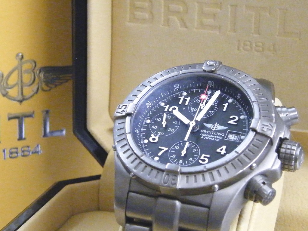 Appraisal: Breitling Chrono Avenger gentleman's titanium chronometer automatic bracelet watch reference