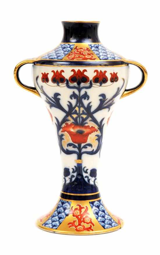 Appraisal: A MOORCROFT MACINTYRE AURELIAN WARE TWIN HANDLED VASE CIRCA High