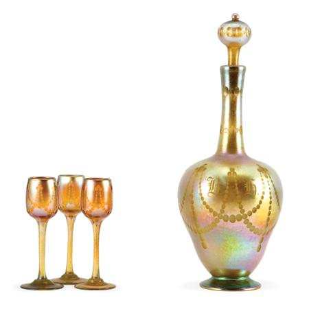 Appraisal: Tiffany Favrile Glass Liqueur Set Estimate -