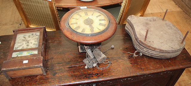 Appraisal: A TH CENTURY GERMAN MAHOGANY POSTMANS ALARM WALL CLOCK together