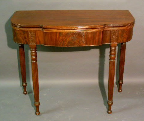 Appraisal: Philadelphia Sheraton mahogany card table c h x w x