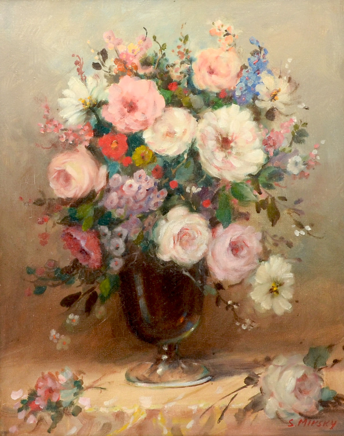 Appraisal: MIRSKY Samuel American - Floral Still Life with Bouquet with