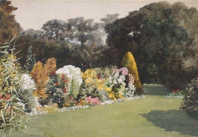 Appraisal: MIMA NIXON - A flower garden signed and dated watercolour