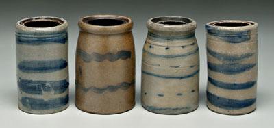 Appraisal: Four small stoneware canning jars all salt glazed with cobalt