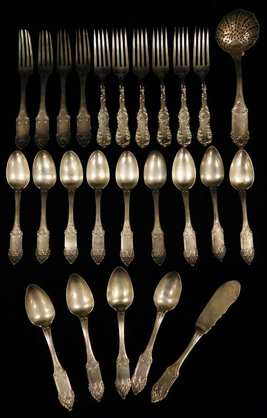 Appraisal: SILVER Assorted flatware some William Gale and Son c twenty-five