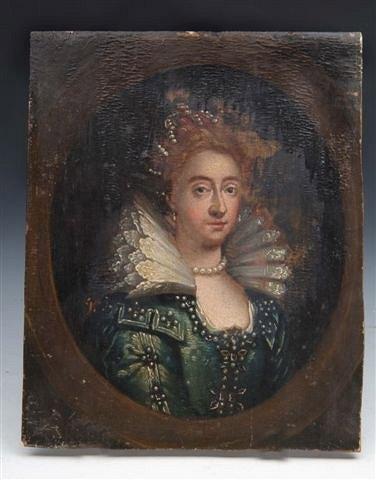 Appraisal: AN OVAL PORTRAIT MINIATURE of a lady in Elizabethan dress