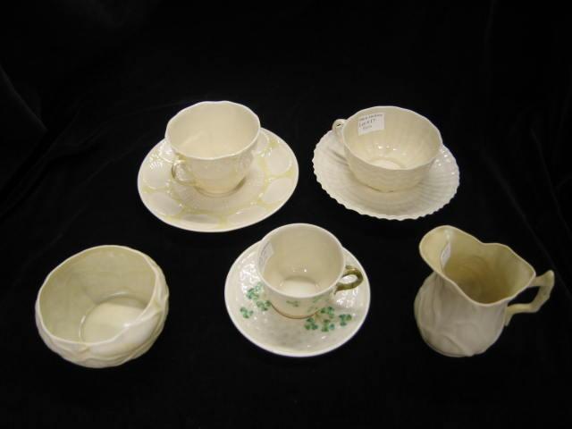 Appraisal: Pcs Irish Belleek Porcelain creamer sugar cups saucers