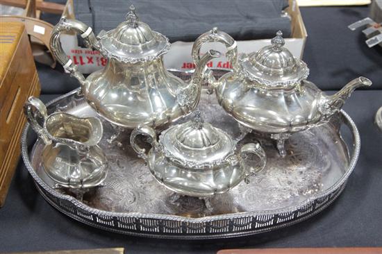 Appraisal: FOUR PIECE STERLING SILVER TEA COFFEE SERVICE Paneled set with