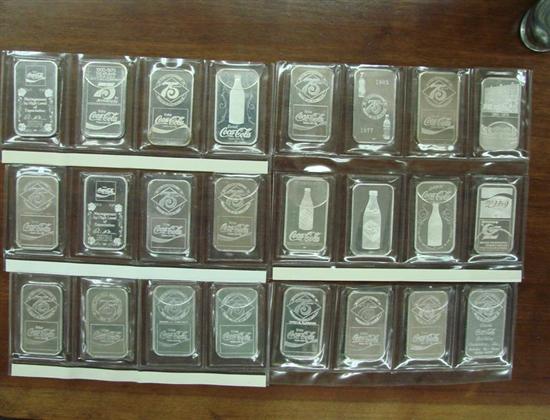 Appraisal: TWENTY FOUR COCA-COLA th ANNIVERSARY STERLING SILVER BLOCKS Each with