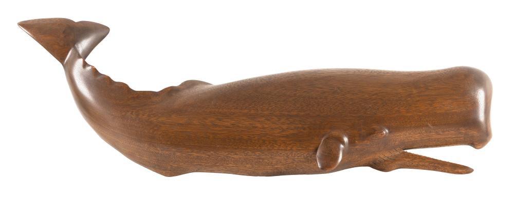 Appraisal: WAYNE M ROBINSON CARVED MAHOGANY SPERM WHALE PLAQUE DATED LENGTH