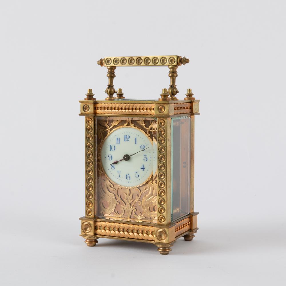 Appraisal: FRENCH GILT BRASS CARRIAGE CLOCK TH C An antique French