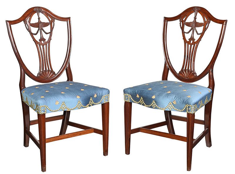 Appraisal: Pair Rhode Island Federal Mahogany Side Chairs attributed to John