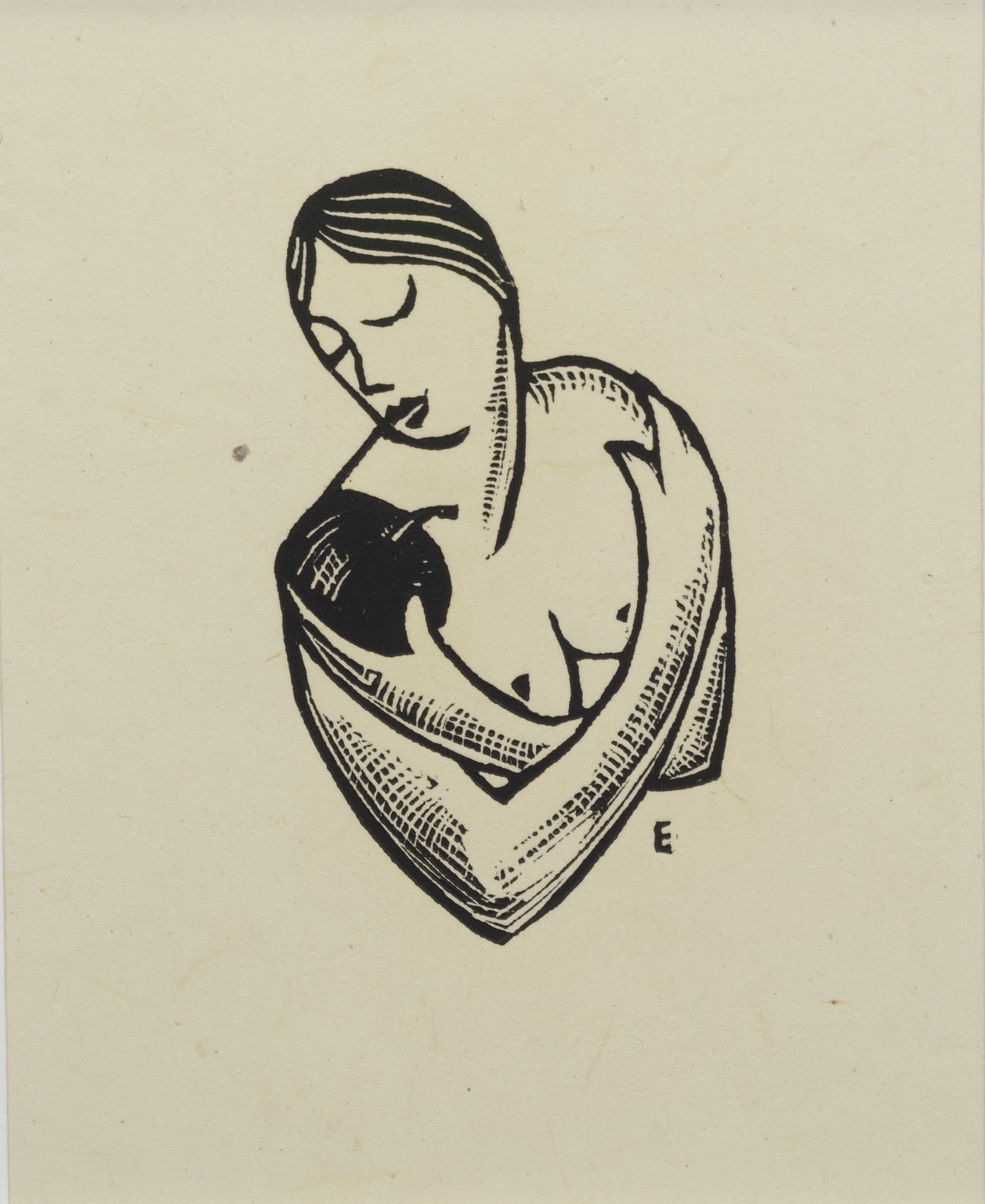 Appraisal: Wharton Esherick American - woodcut on handmade paper Woman with