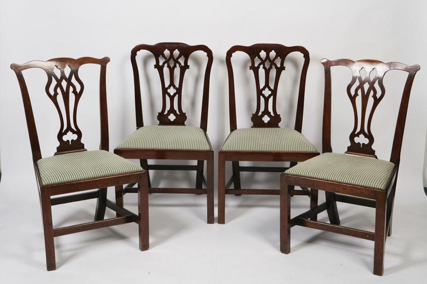 Appraisal: A COMPOSITE SET OF FOUR GEORGE III MAHOGANY CHIPPENDALE STYLE