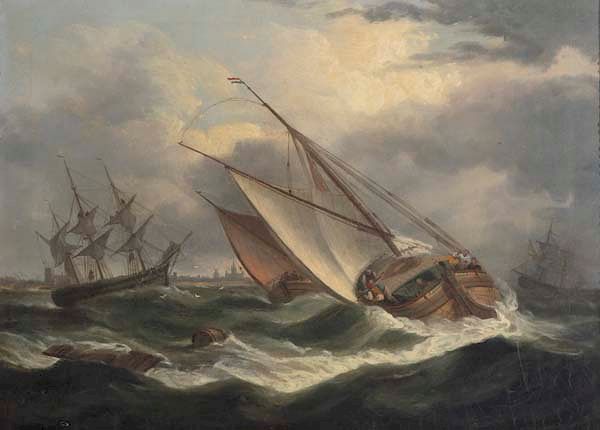 Appraisal: Thomas Luny British - vessels on coast Thomas Luny British