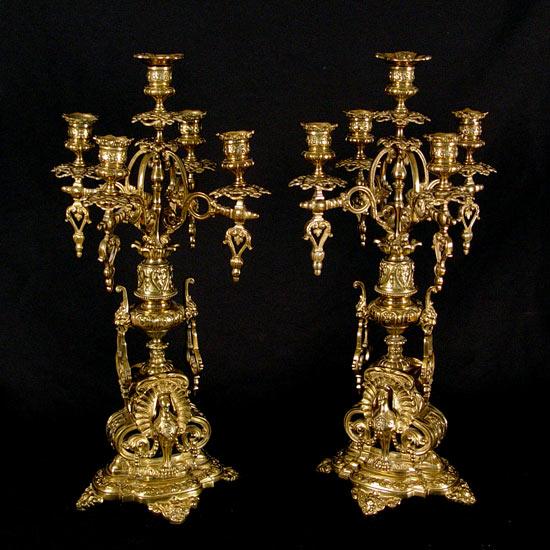 Appraisal: PAIR ORNATE BRONZE LIGHT CANDELABRA Figural peacocks on base unconfirmed