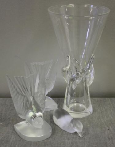 Appraisal: Vintage Glass Lot Includes a Lalique France pair of bookends