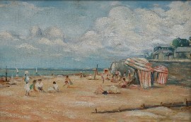 Appraisal: European Twentieth Century School Beach Scene - Deauville oil on