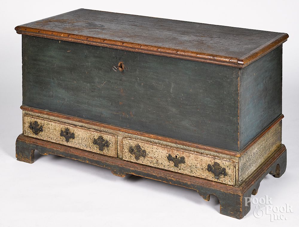 Appraisal: Pennsylvania painted poplar dower chest Pennsylvania painted poplar dower chest