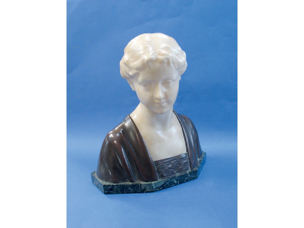 Appraisal: GIUSEPPE SUTERA A CARVED MARBLE BUST of a woman wearing