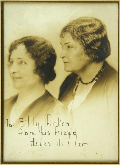 Appraisal: KELLER Helen - Photograph signed and inscribed To Billy Fickes