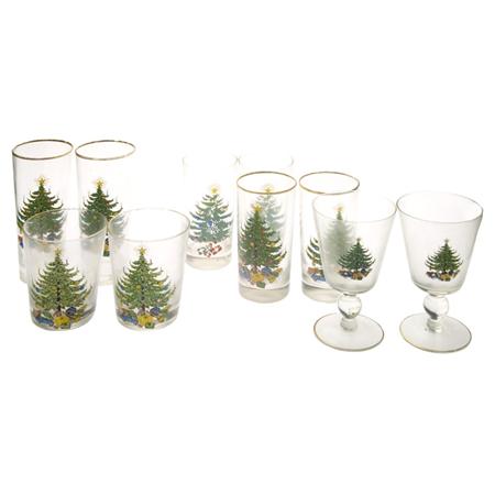 Appraisal: Assembled Set of Christmas Decorated Glassware Approximately thirty pieces Estimate