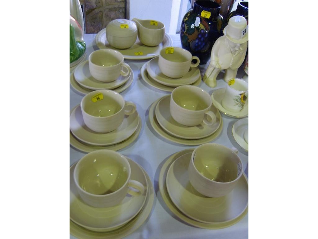 Appraisal: A six place Hornsea Concept cream ground tea set with