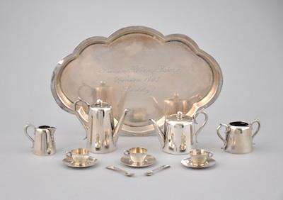 Appraisal: A Miniature Sterling Silver Tea Set ca Marked for Sheffield