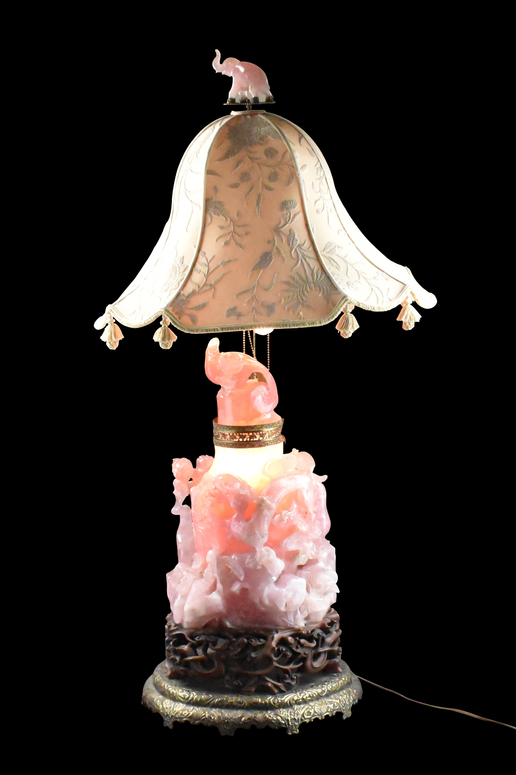 Appraisal: Chinese Large rose quartz covered vase dated to late Qing