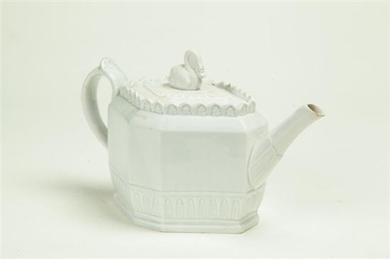 Appraisal: PEARLWARE TEAPOT Possibly Barker Pottery England early th century Oblong