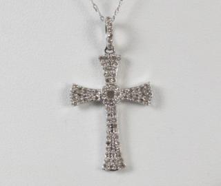 Appraisal: K DIAMOND CROSS PENDANT NECKLACE K WHITE GOLD DIAMOND CROSS