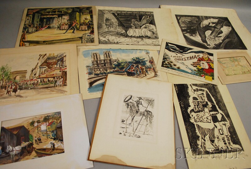 Appraisal: American European School th Century Ten Works on Paper including