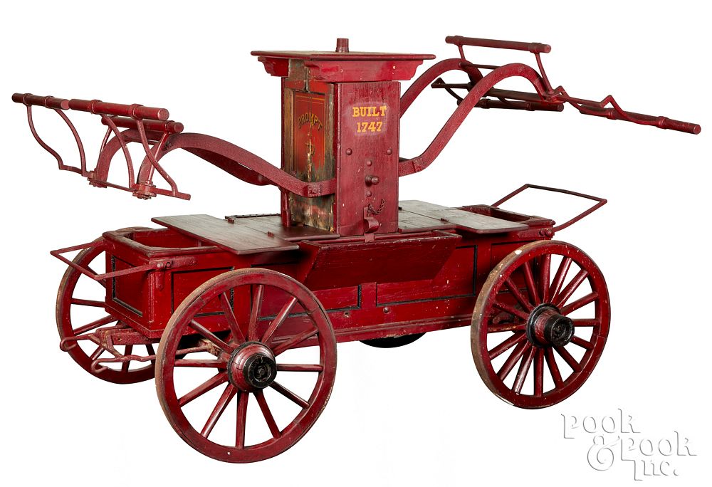 Appraisal: Early fire pump wagon ca Early fire pump wagon ca