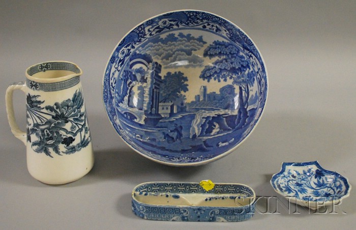 Appraisal: Four Wedgwood and Copeland Blue and White Transfer-decorated Ceramic Items