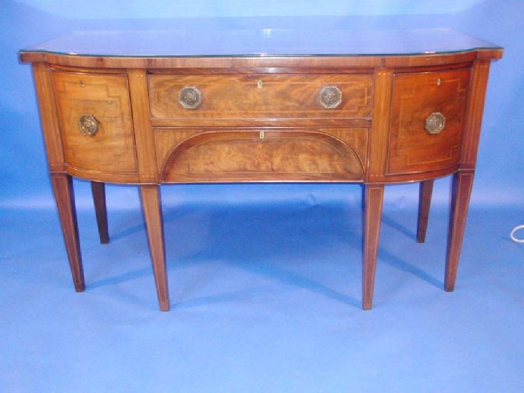 Appraisal: A thC mahogany deep front sideboard with chevron and cross