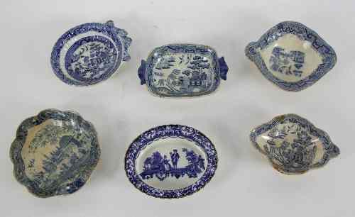 Appraisal: A Staffordshire blue and white dish of scallop-shell shape transfer