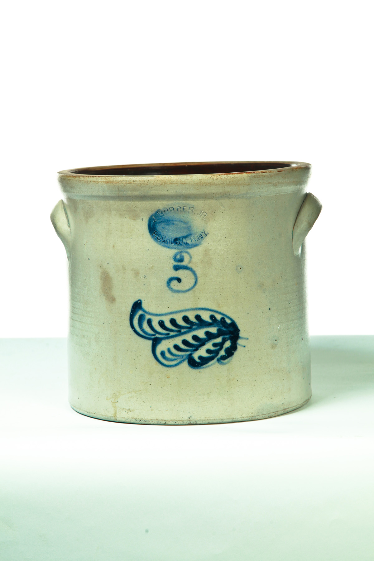 Appraisal: AMERICAN STONEWARE CROCK Mid th century Impressed J Burger Jr