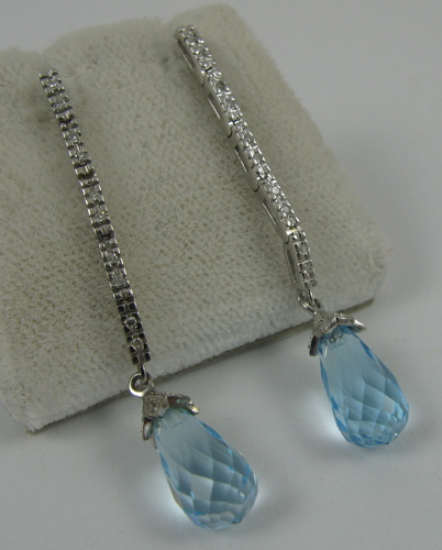 Appraisal: PAIR OF BLUE TOPAZ AND K WHITE GOLD EARRINGS each