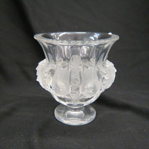 Appraisal: Lalique Crystal Vase swallows garland decor frosted signed excellent