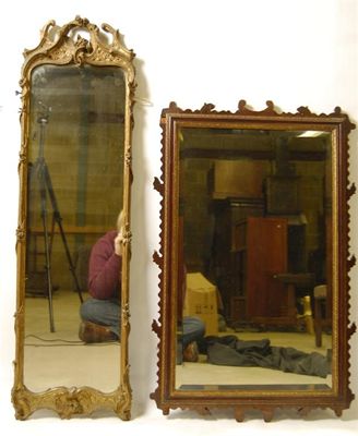 Appraisal: A th century giltwood and gesso pier mirror with foliage