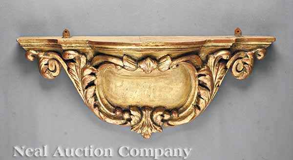 Appraisal: A Large Italian Carved Gilt Bracket scrolled and acanthus decorated