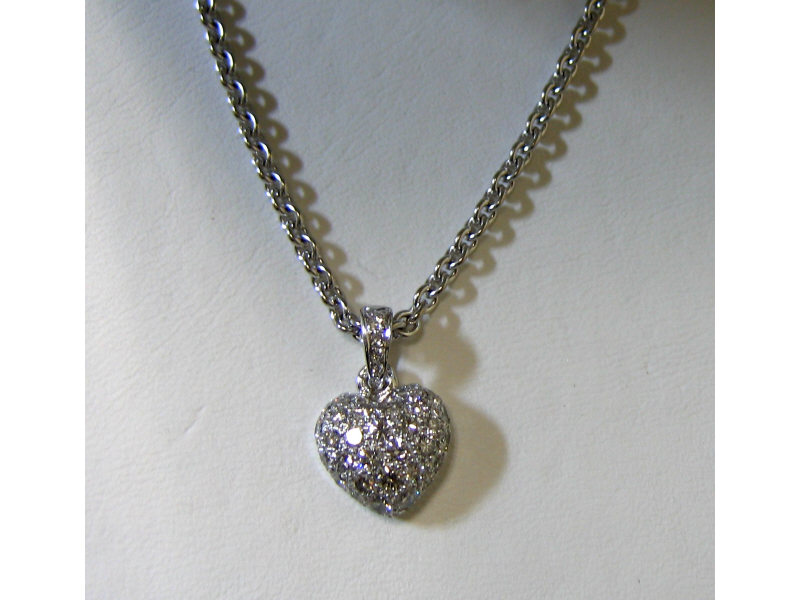 Appraisal: CARTIER DIAMOND PENDANT k white gold puffed heart set with