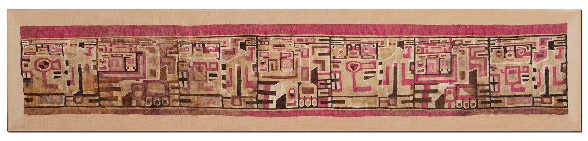 Appraisal: RARE PRE-COLUMBIAN RED BROWN AND BEIGE WOVEN TEXTILE FRAGMENT From