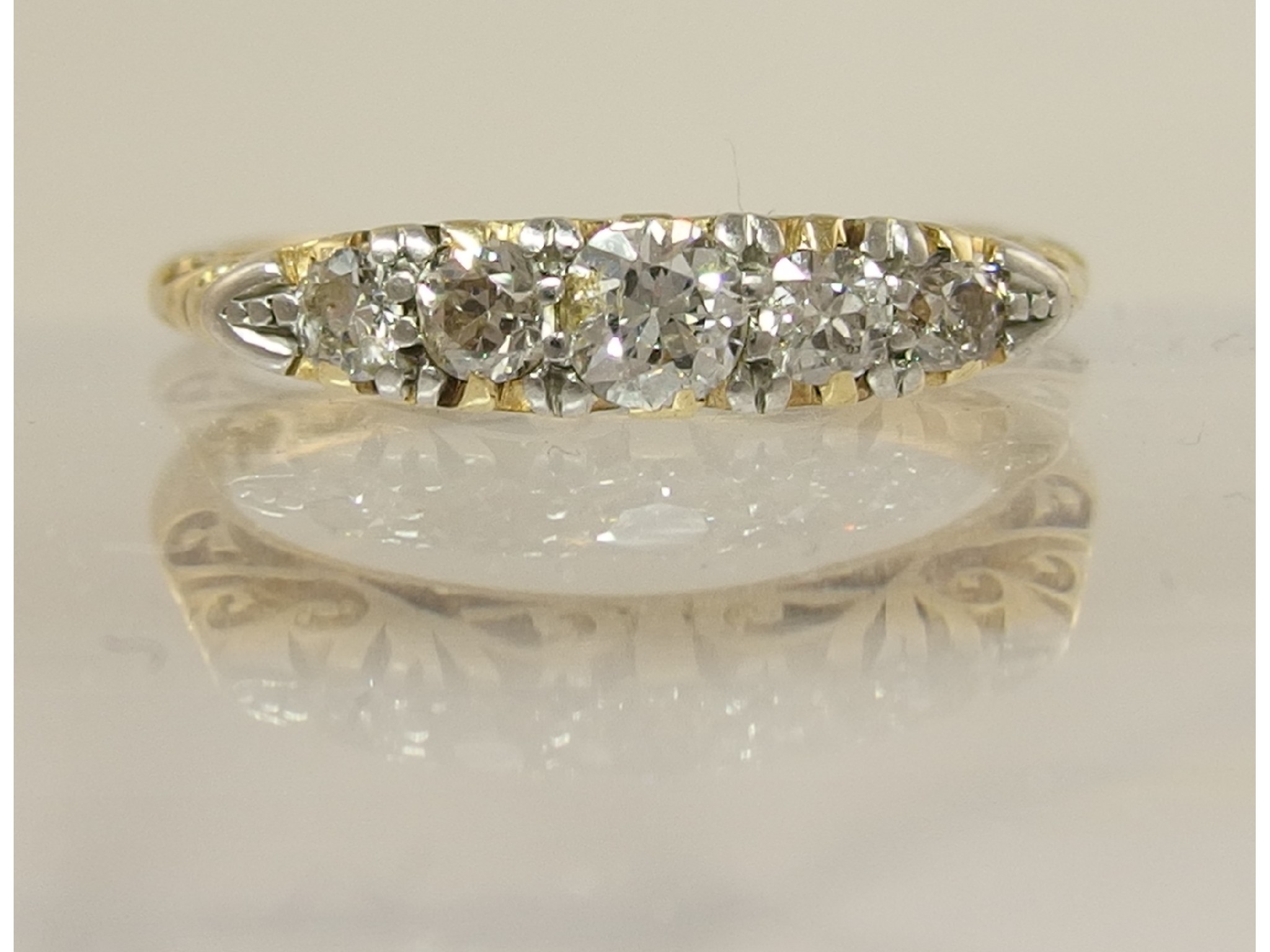 Appraisal: An ct five stone diamond ring of approx cts combined